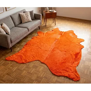 KUHFELL online & NOMAD Fellteppich KUHFELL STIERFELL BLAU PINK ROT GRÜN SCHWARZ ORANGE GELB GEFÄRBT orange