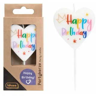 Idena Geburtstagskerze Idena Partykerze Happy Birthday – Herzform Tortenkerze