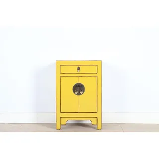 Chinesische Kommode Nachtschrank Massivholz gelb #M-KOM-A17Y