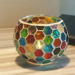 2 Stück Teelicht Kerzenhalter Mosaik Glaskerzengläser Handgemachte Romantische Teelichthalter Freundschaft Nachtlicht für Party Hochzeit Geburtstag Jubiläum
