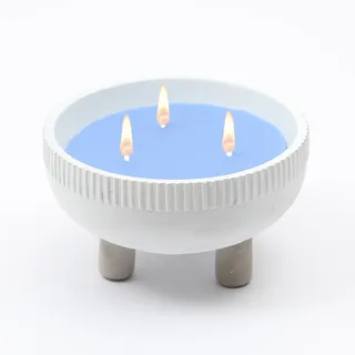 MARELIDA Duftkerze CITRONELLA in Tonschale 3 Dochte blau