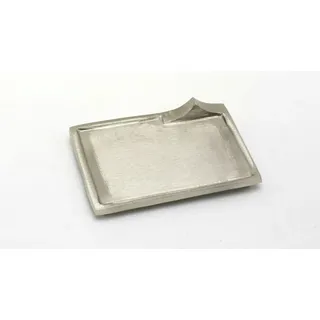 Kerzenteller, Dekoteller rechteckig Messing vernickelt Silber (Innen 9 x 6 cm)