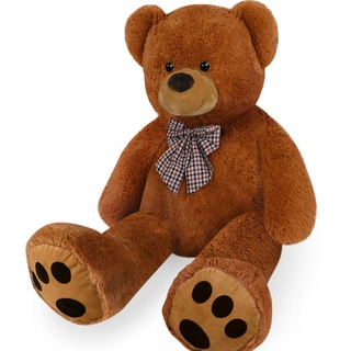 MONZANA® Teddybär mit Herzkissen 50-175cm Braun Weich Dichtes Fell Schleife Tatzen Ich Liebe Dich Geschenk Valentinstag Plüschbär Kuscheltier B...