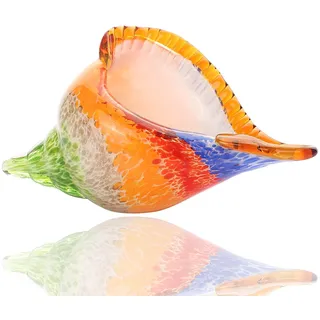 BONAKULA Regenbogen-Murano-Glas-Muschel-Figur aus mundgeblasenem Glas, Briefbeschwerer, Skulptur, Heimdekoration, Hochzeitsdekoration (bunt)
