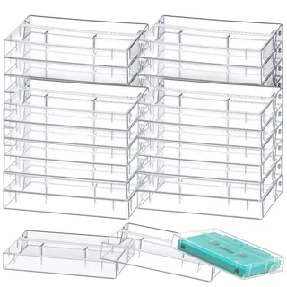 Wenqik 30 Stück Audio-Kassetten-Aufbewahrungskoffer, Kunststoff-Kassettenhüllen, blanko, Sprachaufnahme, Kassettenhalter, transparent, Musik-Kassetten-Box, Organizer,