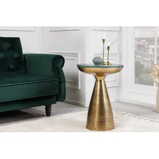 riess-ambiente Beistelltisch ELEMENTS 60cm gold / grün (Einzelartikel, 1-St), Wohnzimmer · Marmor · Metall · rund · Handarbeit · Modern Design goldfarben|grün 40 cm x 57 cm x 40 cm