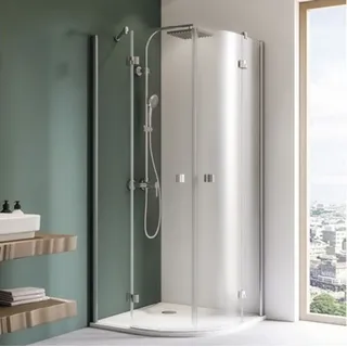 BREUER Runddusche ESPIRA R500 80 x 80 x 195 cm Klarglas Profilfarbe silber