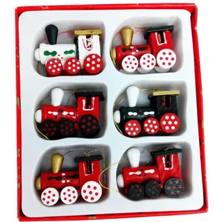 Levemolo 6 Stück Retro-Deko Mini-Rot-Dekorationen Weihnachts-Holz-Hängeornamente Weihnachtsbaum-Ornamente Weihnachtsbaum-Hängezug Holz- Deko-Accessoires Vintage-Strumpf