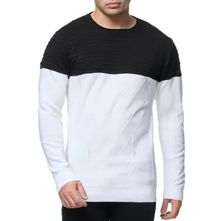 Banco Rundhalspullover Rundhals Basic Pullover Ganzjahrpullover Winter Herbst Frühling schwarz|weiß S