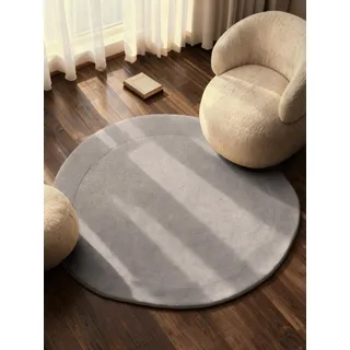Villeroy & Boch Wollteppich Kivi", grau Natur grau), H:17mm Ø:160cm, Nylon, Wolle, Teppiche, Teppich, Handgewebt, Wolle, Bordüre, Einfarbig, Läufer, Wohnzimmer, Organisch
