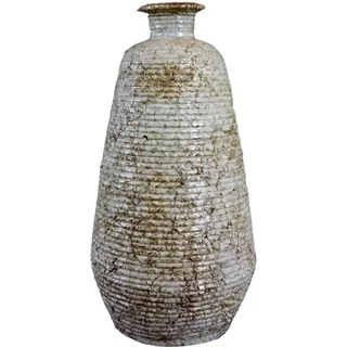Steinvase Mit Cremefarbenen Streifen, 45 X 22 Cm