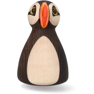 Spring Copenhagen Holz Papageitaucher Puffy – 9 cm Seevogel Figur aus FSC Holz · Skandinavische Tier Deko Küste Design Objekt · Tischdeko Wohnzimmer