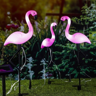 Garten-Beleuchtung Gartenfigur Design Solarleuchte Flamingo 3er Set Höhe 52 cm LED SOLAR Sensor NEU