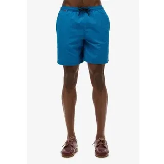 Superdry für Herren. M3010246A Premium bestickter Badeanzug 43,2 cm blau (S), Strandbekleidung, Recyceltes Polyester, Nachhaltig