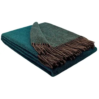 STTS International Wolldecke 100% Schurwolle Wohndecke in versch. Farben 140 x 200 cm Tagesdecke Schurwolldecke Woll-Plaid Tirol (Braun-Dunkelgrün (Double face), 140 x 200 cm)