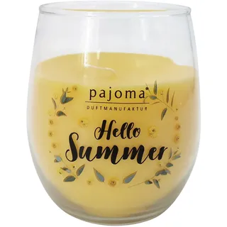 pajoma® Duftkerze Citronella 4x im Glas "Hello Summer" - 295 g, Brenndauer ca. 35 Stunden | Gelb (Pantone 120C) | Hochwertiges Design & frischer Sommerduft