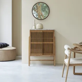 Anrichte Isaure aus massivem Nussbaumholz und Premium-Terrazzo 80 cm