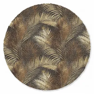 MuchoWow Fußmatte Rund Tropisch - Blätter - Gold, Rechteckig, Schmutzfangmatte, Teppich, Türmatte 90x90 cm 90 cm x 90 cm