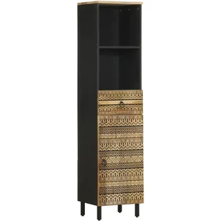 Helloshop26 - Retro-Vintage-Badezimmerschrank mit Schublade und Ablage 38 x 33 x 160 cm aus schwarzem Mangoholz 02_0057841