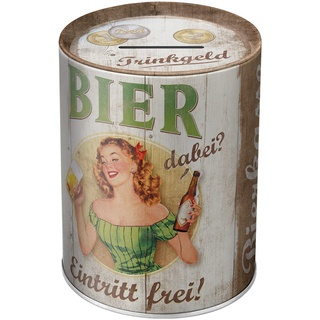 Nostalgic-Art Retro Spardose, 1 l, Trinkgeld-Bierkasse – Geschenk-Idee für Bier-Fans, Sparschwein aus Metall, Vintage Blech-Sparbüchse