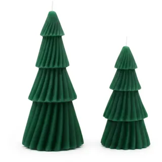 Wachs Motivkerze Tanne 2er Set - 17 / 13 cm - Weihnachten Tisch Deko Baum Kerze