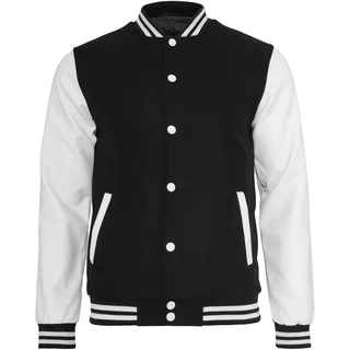 Allwetterjacke URBAN CLASSICS "Urban Classics Herren Oldschool College Jacket" Gr. L, schwarz-weiß (black, white) Herren Jacken Übergangsjacken