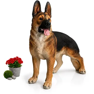 Relaxdays Gartenfigur Hund Schäferhund 114 cm Braun/Schwarz