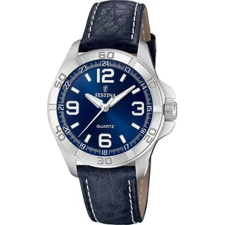 Festina Herrenuhr Klassik Armbanduhr Leder blau UF20444/2 - Blau
