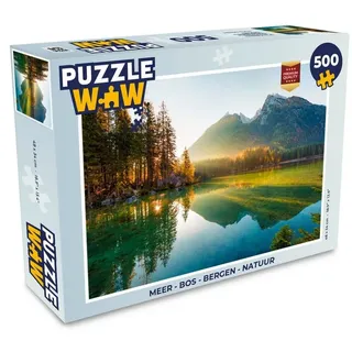 MuchoWow Puzzle See - Wald - Berge - Natur - Sonne - Landschaft, 500 Puzzleteile, Foto-Puzzle, Bilderrätsel, Puzzlespiele, Spielzeug 34 cm x 48 cm x 2 cm | Querformat