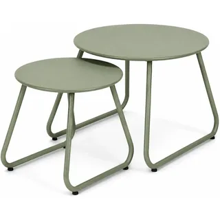 Mojawo 2-teiliges Beistelltisch-Set, Grün, ineinander stellbar, Ø 60/40 cm