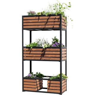 empasa Vertikales Hochbeet 'Cube Elements' Blumenkasten Pflanzkübel Frühbeet Kräuterbeet für Balkon, Terrasse und Garten in Zwei Größen