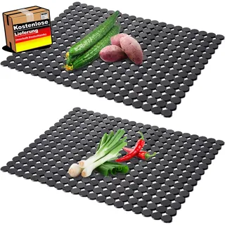 Spülbeckeneinlage 2er Set verstellbar 40x30 cm Schutzmatte für Küche schwarz