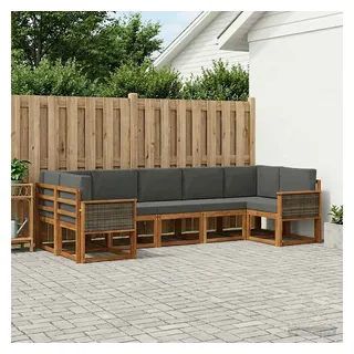 vidaXL Outdoor-Sofagarnitur 7-tlg. Natur/Anthrazit
