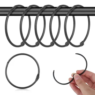 Gardinenringe 50mm, 40 Stück Gardinenringe Vorhangringe, Gardinenringe zum öffnen, vorhangringe zum öffnen für Duschvorhangstangen, Vorhänge und Gardinenstangen(schwarz)