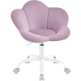 WOLTU Kinder Schreibtischstuhl, Schminktisch Stuhl Hellviolett | Blumenförmige Design, Kinderstuhl für Kinder und Jugendliche, höhenverstellbar, Samt, für Kinderzimmer, Homeoffice