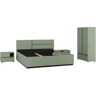 OTTO home Schlafzimmer-Set OTTO HOME "Cross, moderne, grifflose Optik, FSC-zertifiziert", grün (salbei), 2trg. Schrank + ohne Matratze, B/H: 180cm x 200cm, 2trg. Schrank, Schlafzimmermöbel-Sets, Komplettschlafzimmer-Set