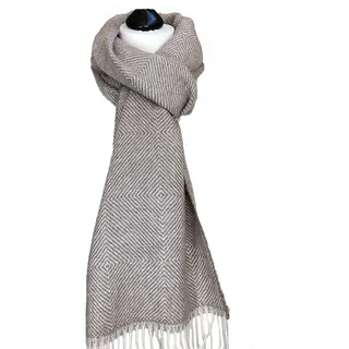 Abolengo de Alpaca 100% Alpaka (Baby Alpaka) Schal, besonders fein und weich, 30x200cm, beige muster - 30x200cm