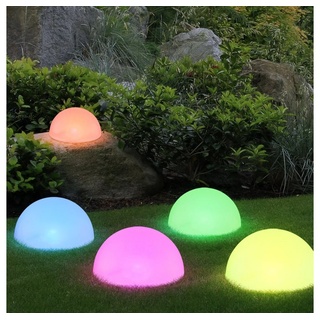 etc-shop LED Solarleuchte, LED-Leuchtmittel fest verbaut, Farbwechsel, 5x RGB LED Solar Steck Lampen Halb Kugel Garten Weg Deko Beleuchtung weiß