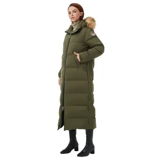 Fitouch Waukee Damen Lange Daunenparka | 750+ Fillpower-Isolierung | Maxi-Jacke | Wasserabweisende Pufferjacke | BalanceWarmer-Verhältnis | Grün | Größe L - L