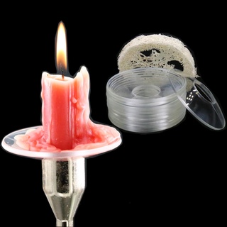 LYFOOHEART Bobeches aus gehärtetem Glas, 10 Stück, mit Reinigungs-Luffa-Kerzen, Tropfenfänger, Kerzenständer, Wachsverschluss, Kerzenring
