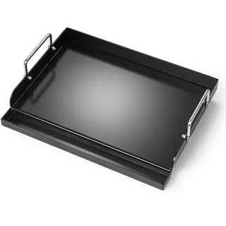 Universal Plancha Grillplatte für Weber Gasgrills & Holzkohlegrill, Universal Grillpfanne Flache Oberplatte, Schwarze Plancha Grillplatte, Antihaftbeschichtung, 43 x 33CM Rechteckige Grillplatte