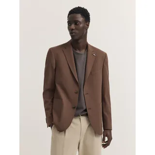 Sakko BUGATTI "Regular Fit", Herren, Gr. 56, braun (70, braun), 62% Polyester, 33% Viskose, 5% Elasthan, unifarben, regular fit, Sakkos Sakko, mit Stretch-Anteil
