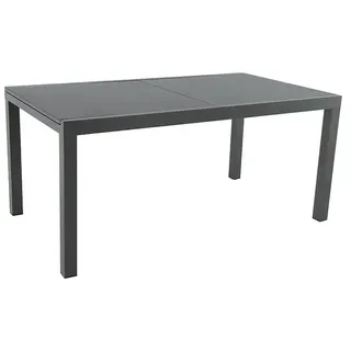 Sunfun Maja Gartentisch  (L x B x H: 160 x 90 x 74 cm, Aluminium, Glas, Rechteckig, Night-Grey, Ausziehbar)