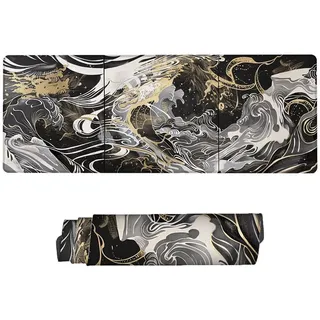 Gelb Mauspad XXL 900 x 400 x 3 mm, Gaming Mousepad Zubehör, Groß Mauspad Abstrakt, Verlängertes Mousepad Gaming Schreibtischunterlage, Wasserdicht Mousepad mit Vernähte Kanten, für Büro, Laptop Q-9