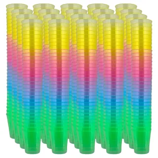 MIJOMA Unzerbrechliche Schnapsgläser aus Kunststoff, Robuste Shotgläser. Jello Shots, Desserts, Party, Hochzeit, Geburtstag. Geschirrspülergeeignet, Wiederverwendbar. 29ml (Regenbogen, 640 Stück)