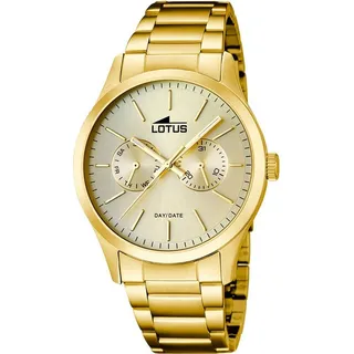 Lotus Quarzuhr Lotus Herren Uhr Elegant L15955/2, (Analoguhr), Herren Armbanduhr rund, Edelstahl, PVDarmband gold goldfarben