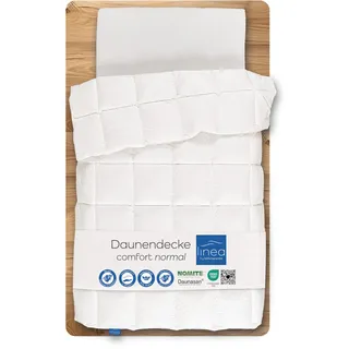 LINEA by böhmerwald - Comfort - kuschlige Daunendecke normal, 220x240, 90% Neue Flauschige Daunen / 10% Federn Klasse 1, Allergiker geeignet, waschbar bis 60 °C, in Deutschland produziert