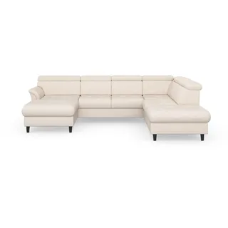 sit&more Wohnlandschaft SIT & MORE "Marano U-Form", beige (creme), B:304cm T:216cm, 100% Polyester, Sofas, Wohnlandschaft, inklusive Kopfteilverstellung, wahlweise mit Bettfunktion, Bettkasten
