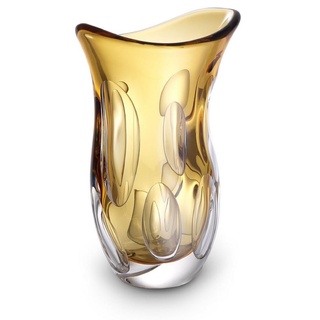 Casa Padrino Luxus Deko Glasvase Orange 20 x 13 x H. 30 cm - Elegante Blumenvase aus mundgeblasenem Glas - Deko Accessoires