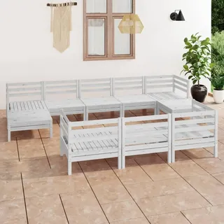 vidaXL Garten-Lounge-Set 10-tlg. weiß